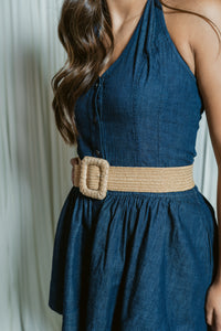 Elastic Square Buckle Woven Belt