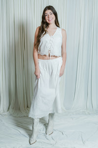 Rhea White Tie Front Top