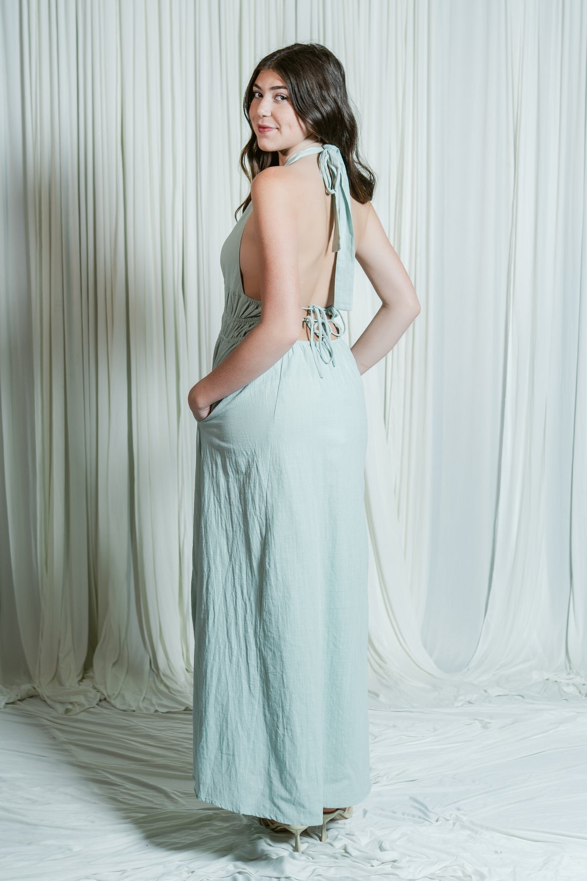 Sweet Serenity Halter Tie Maxi Dress