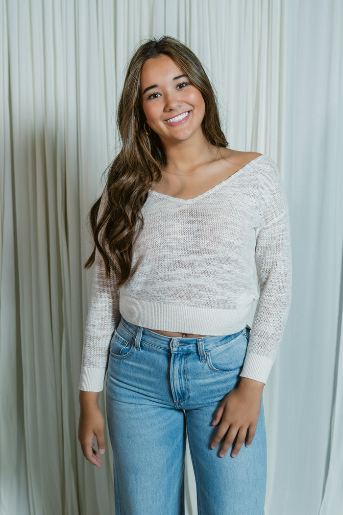 Soft Focus Fine Gauge Cropped Pullover