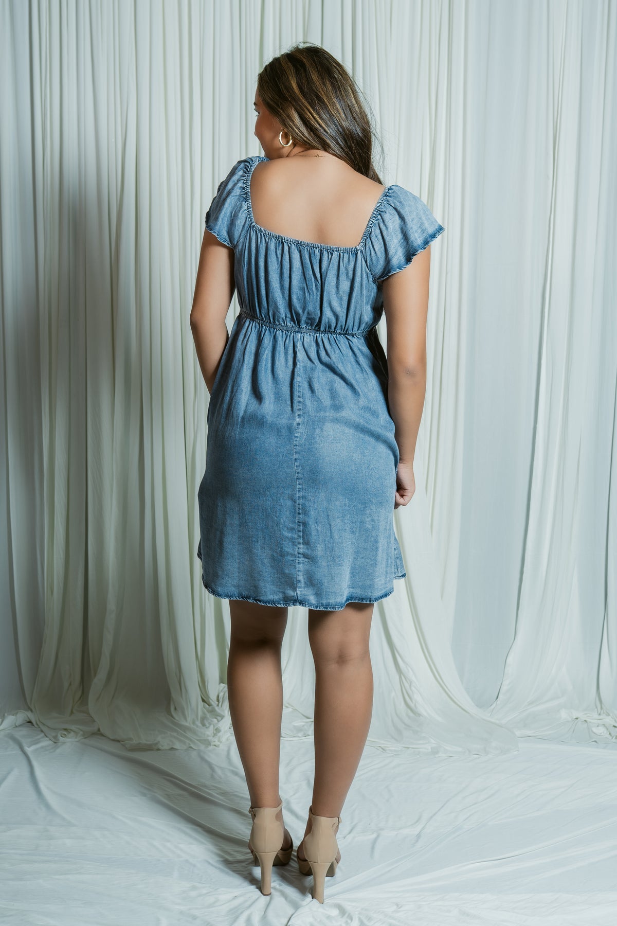 coastal cowgirl mini dress Coastal Cowgirl Chest Ruched Cap Sleeve Mini Dress – For Elyse