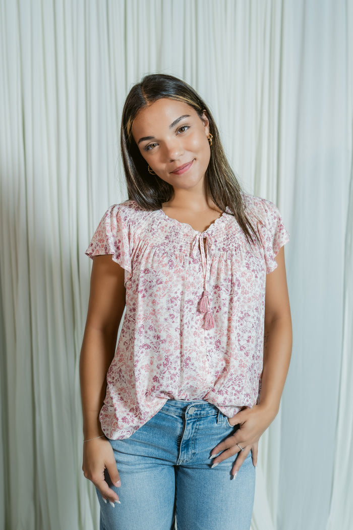 Soft Bloom Flutter Top