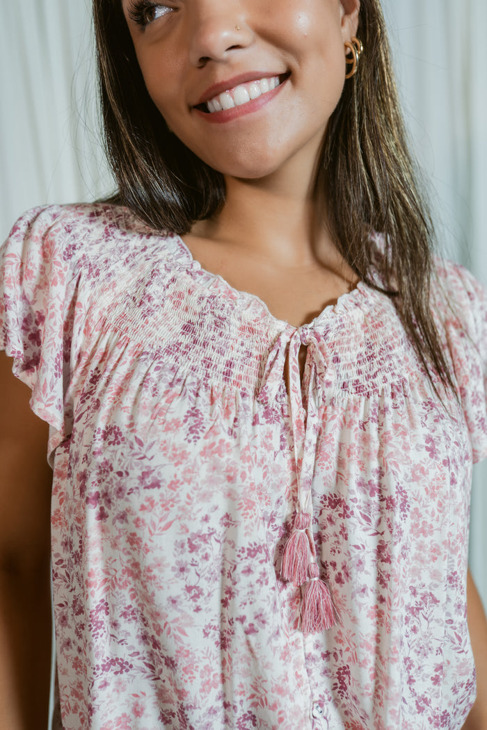 Soft Bloom Flutter Top