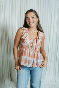 Moscato Floral Ruffle Sleeveless Top