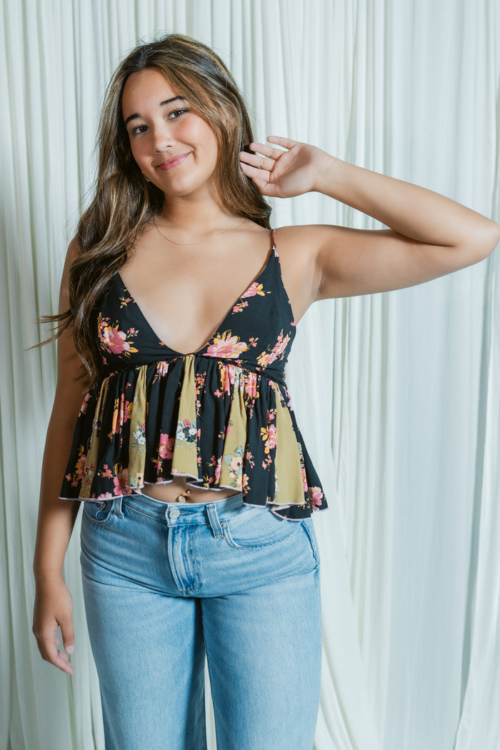 Tillie Babydoll Plunging V-Neck Floral Top