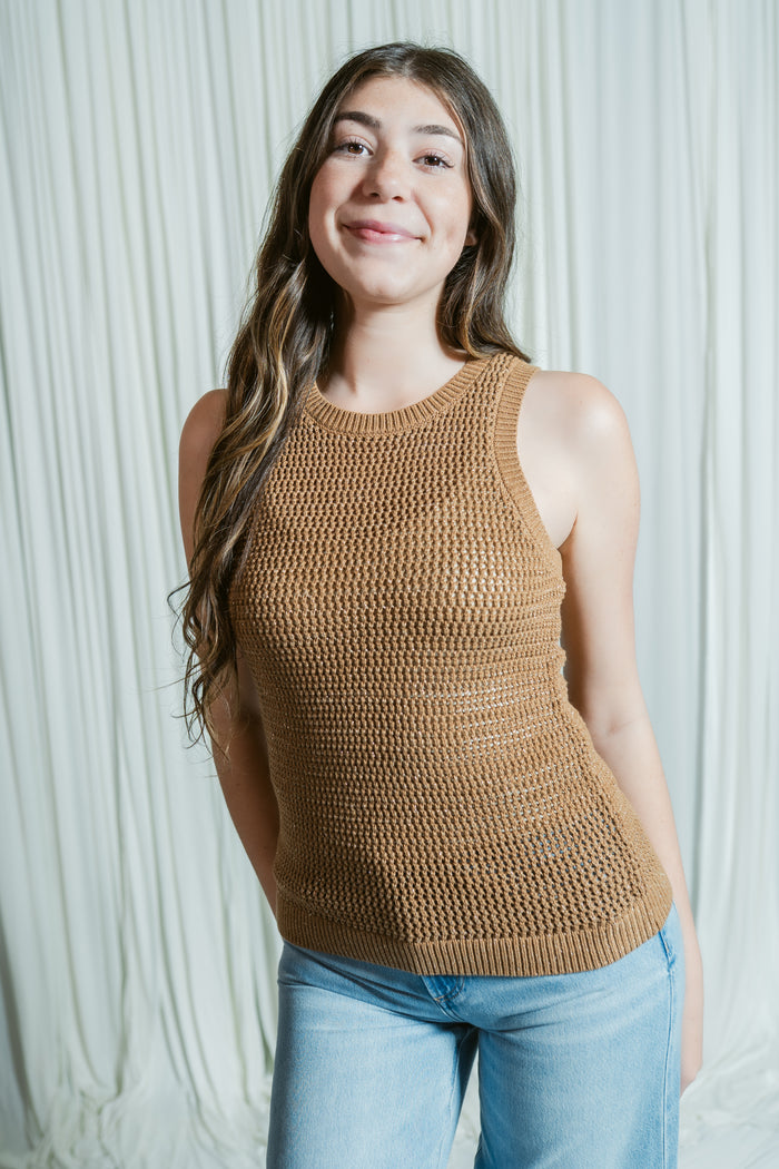 Natural State Metallic Halter Knit Tank