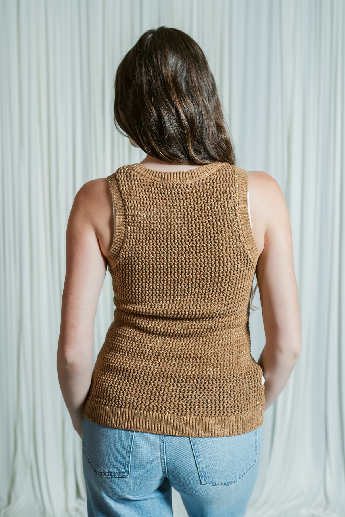 Natural State Metallic Halter Knit Tank