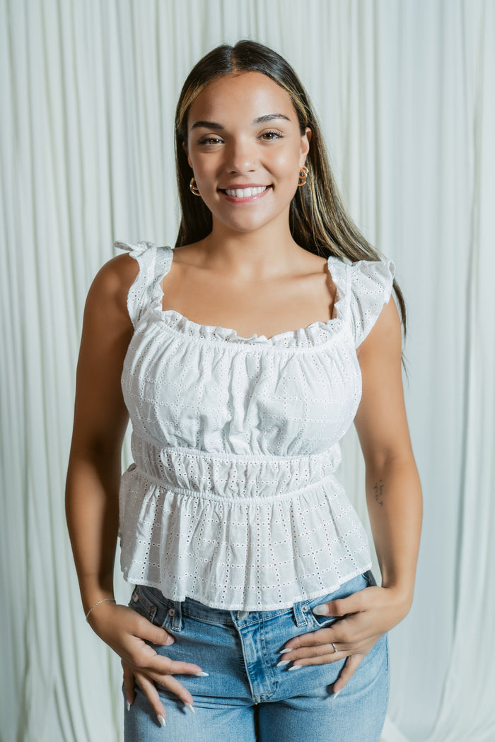 Sweet Pea Eyelet Crop Top