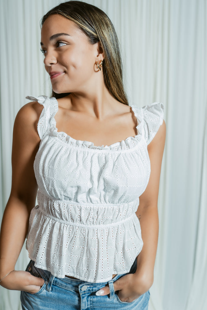 Sweet Pea Eyelet Crop Top