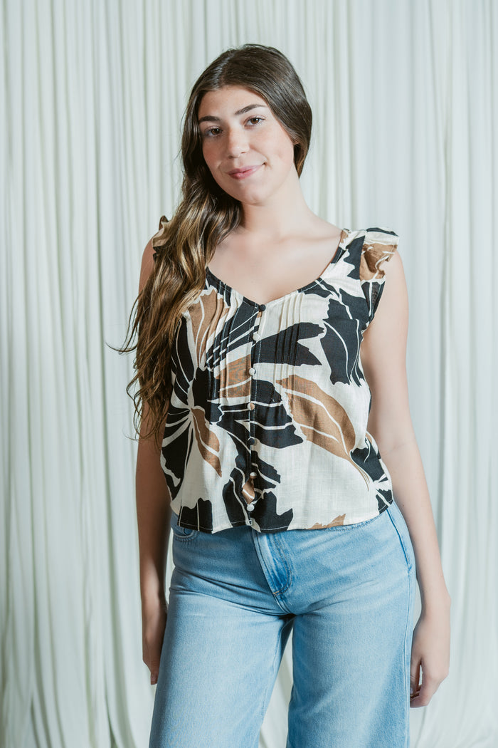 Within Time Button Linen Blouse