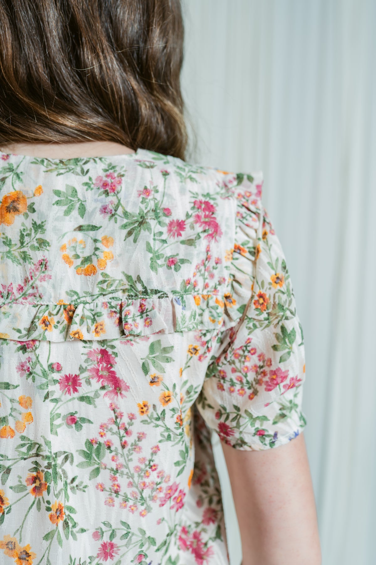 WildFlower Button Front Top W/Ruffles