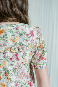 WildFlower Button Front Top W/Ruffles