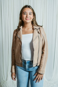 Fayola Featherweight Leather Moto Jacket