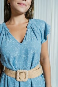 Tiered Flutter Sleeve Printed Dress