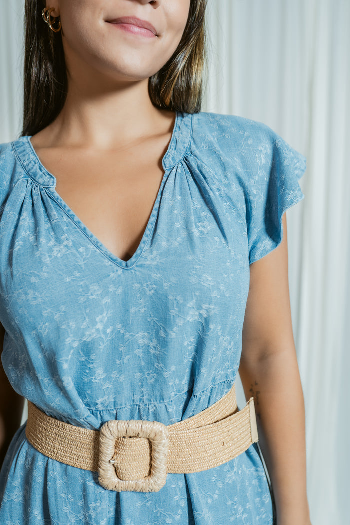 Tiered Flutter Sleeve Printed Dress
