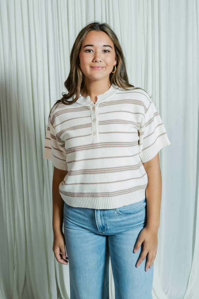 Honey Trail Stripe Henley Top