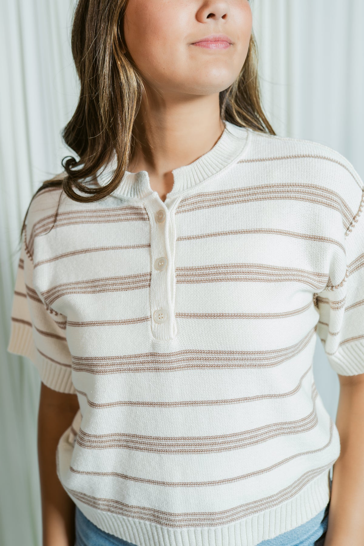 Honey Trail Stripe Henley Top