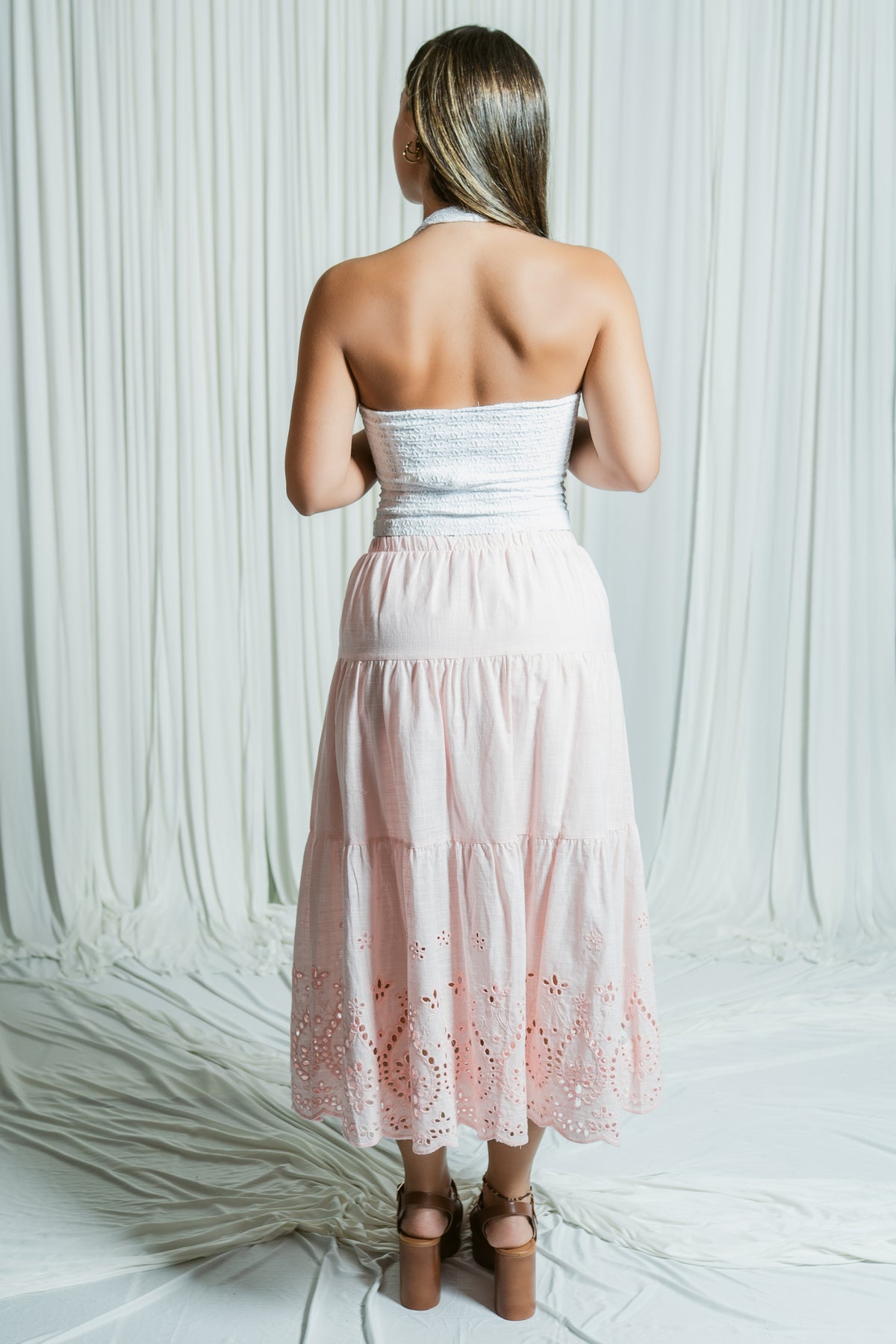 Sway & Spirit Eyelet Midi Skirt
