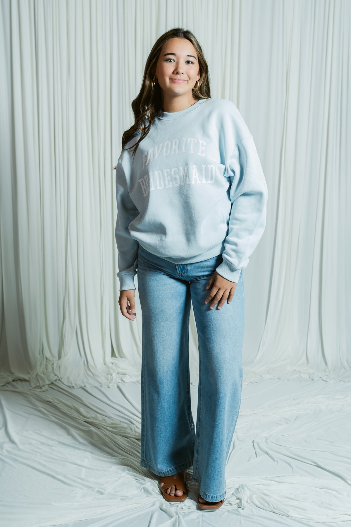 The Favorite Bridesmaid Oversized Crewneck W/ Heart Sleeve
