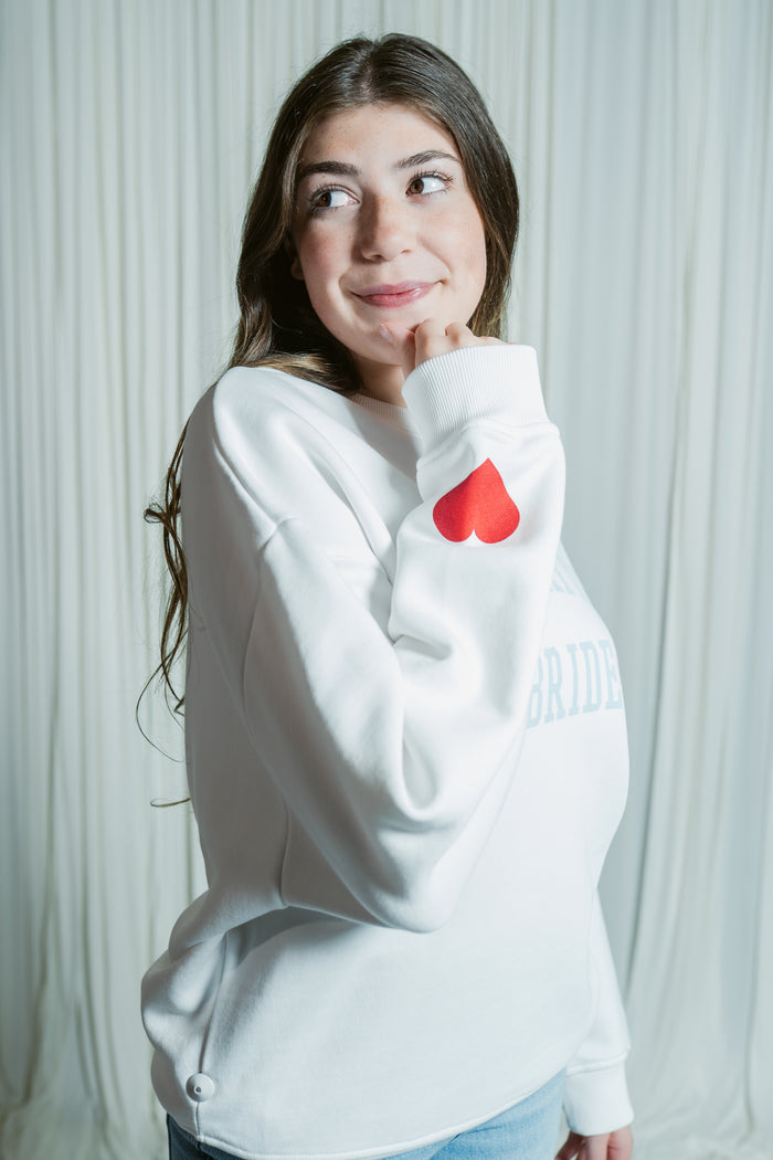 The Favorite Bride Oversized Crewneck W/ Heart Sleeve