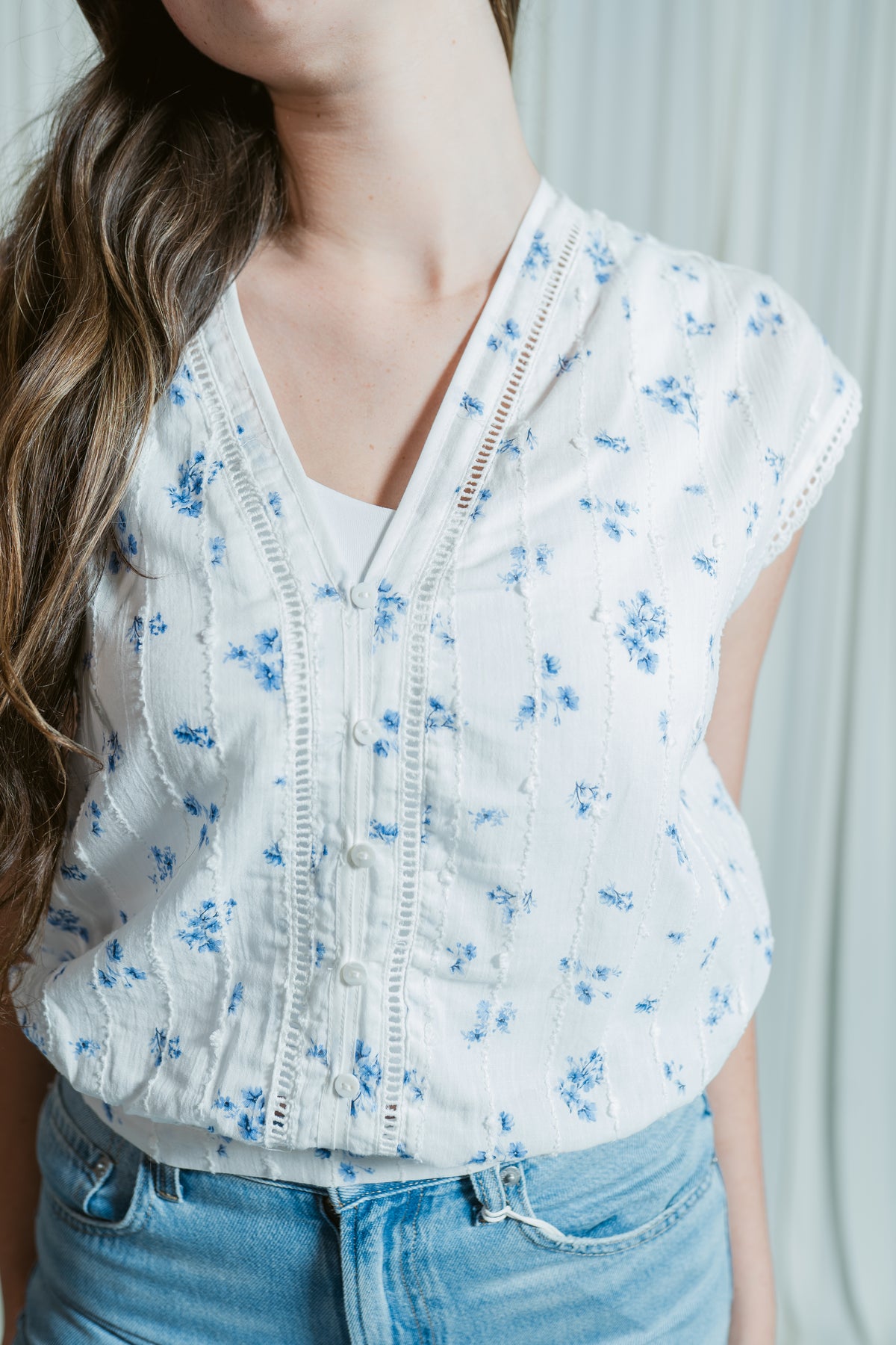 Rosette Lace Trim Top