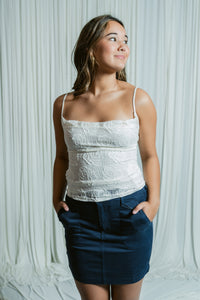 After Hours Lace Cowl Neck Tank Top