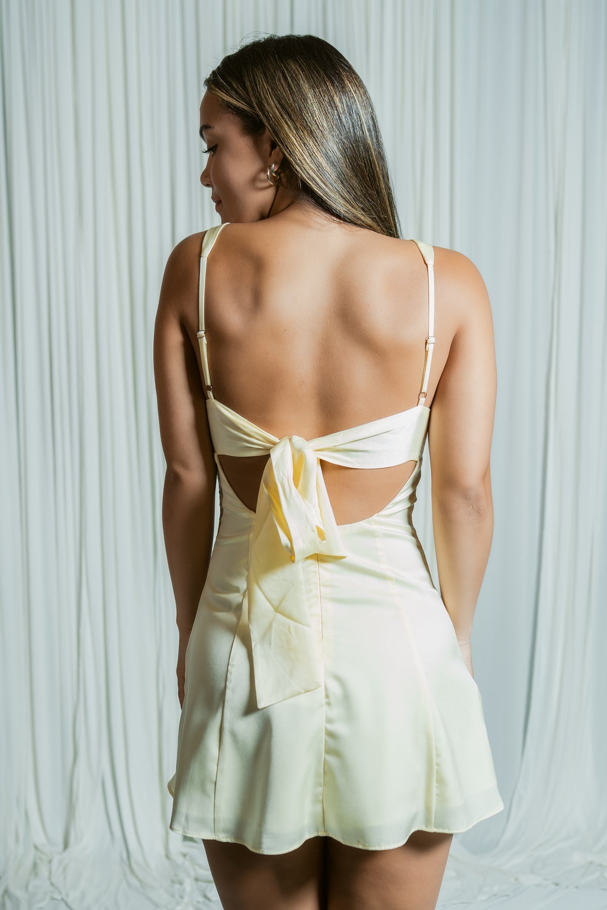Feel Good Tie Back Silk Mini Dress