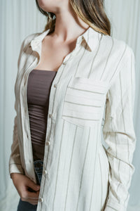 Portia Striped Long Button Up