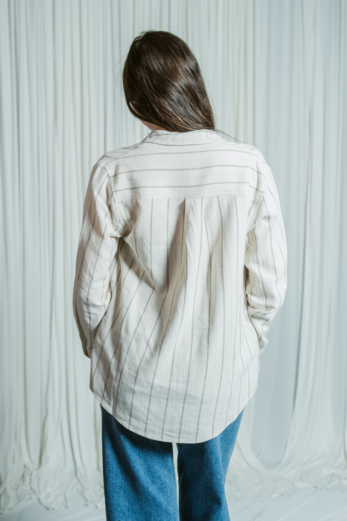 Portia Striped Long Button Up