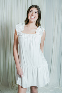 Coastal Crush Ruffle Strap Mini Dress W/ Waist Tie