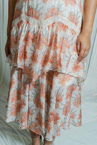 Moscato Floral Ruffle Short Sleeve Midi Dress