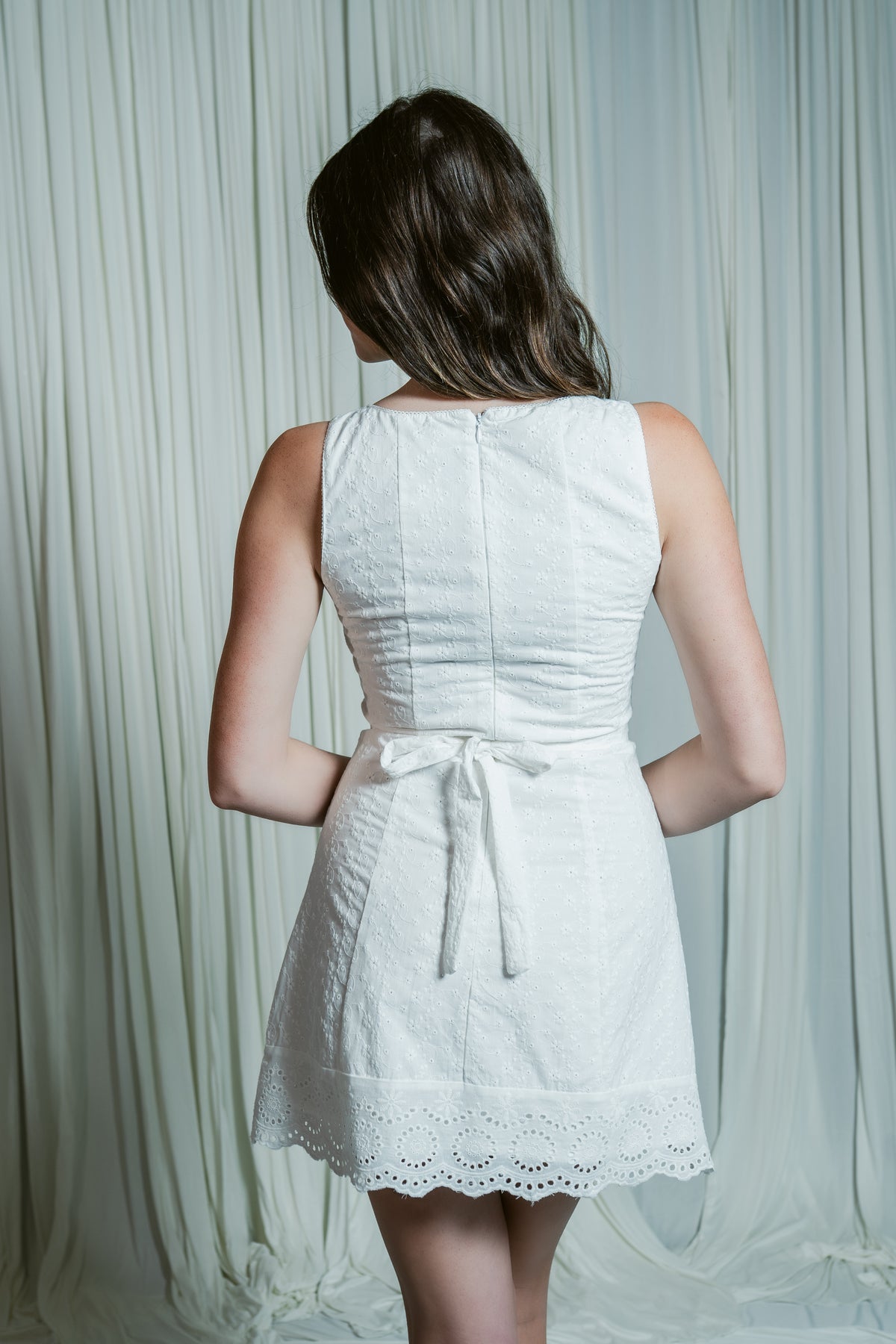 Amayra Square Neck Eyelet Mini Dress