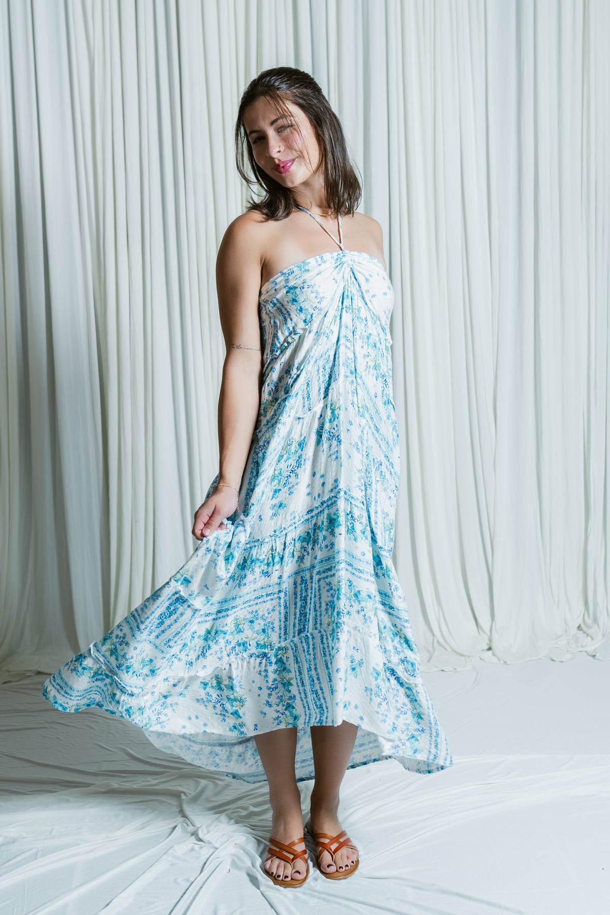 Mermaid Melody Tiered Ruffle High Low Maxi Dress