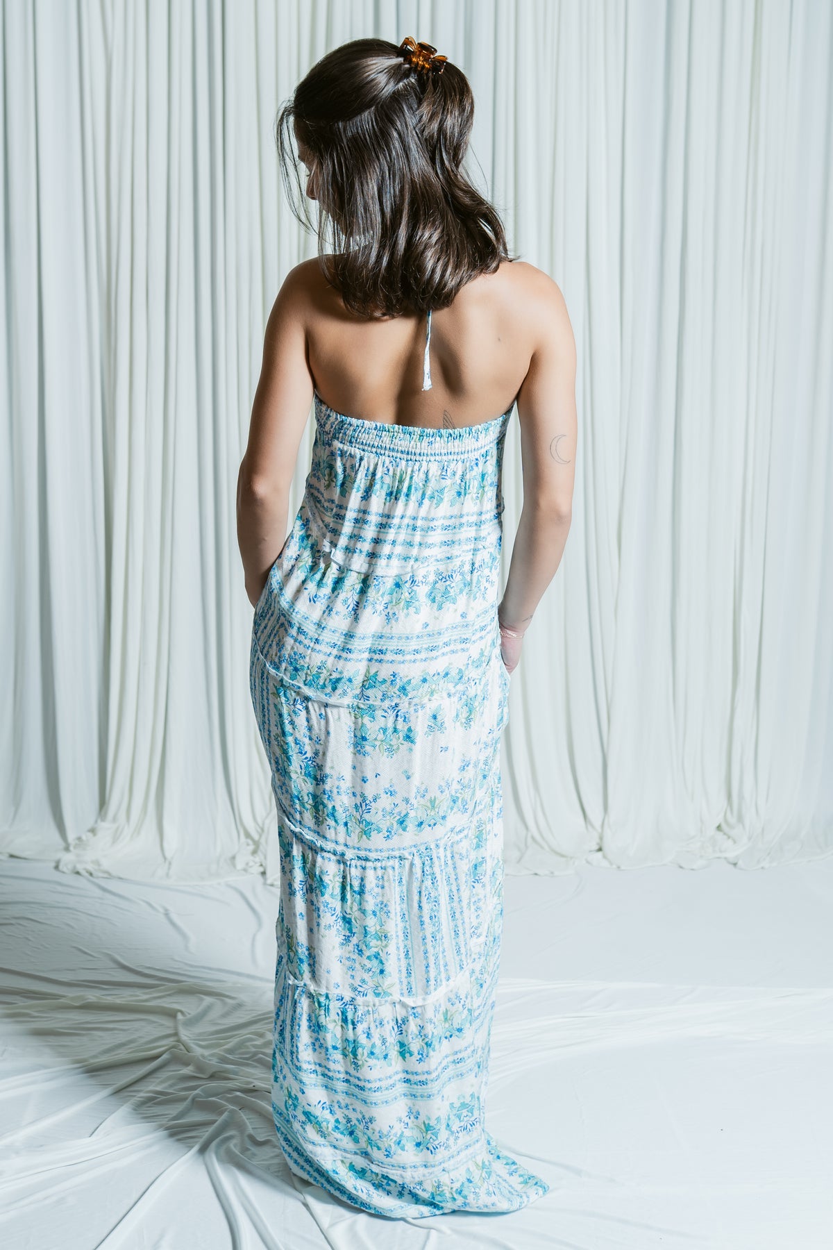 Mermaid Melody Tiered Ruffle High Low Maxi Dress