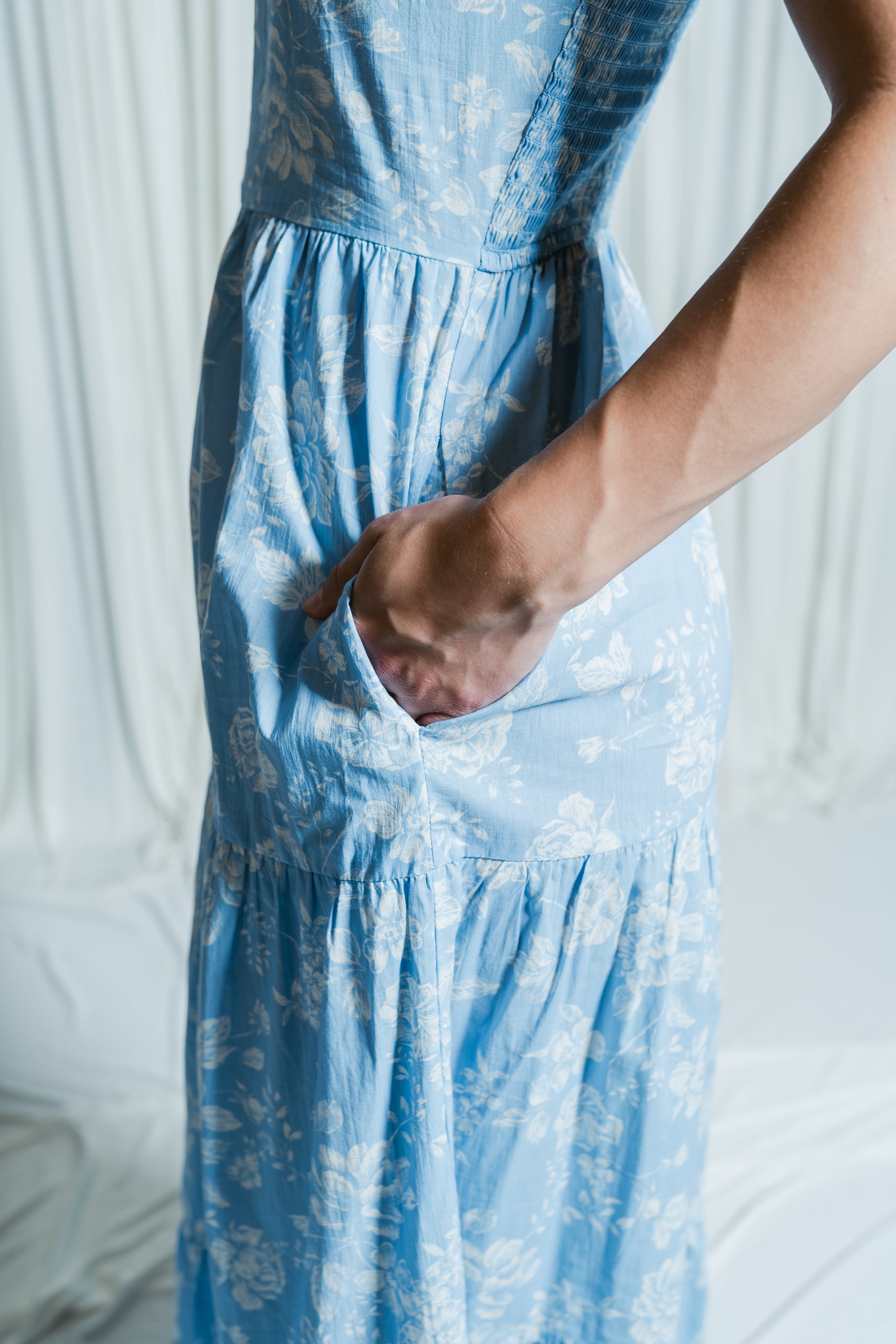 The Porcelain Petal Button Down Tiered Maxi Dress – For Elyse