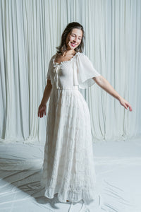 Graceful Smocked Midi Dress W/ Flutter Sleeves
