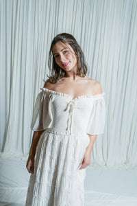 Graceful Smocked Midi Dress W/ Flutter Sleeves