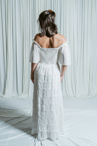 Graceful Smocked Midi Dress W/ Flutter Sleeves