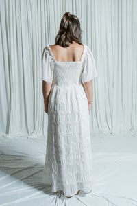 Graceful Smocked Midi Dress W/ Flutter Sleeves