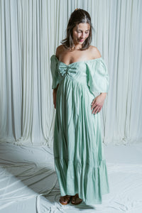 Whispering Willow Sweetheart Smocked Midi Dress