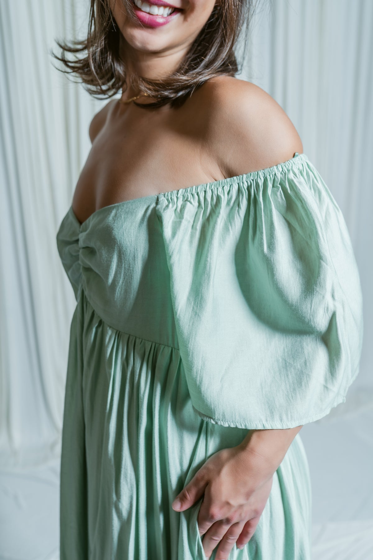 Whispering Willow Sweetheart Smocked Midi Dress