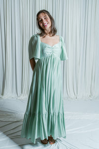Whispering Willow Sweetheart Smocked Midi Dress