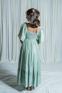 Whispering Willow Sweetheart Smocked Midi Dress