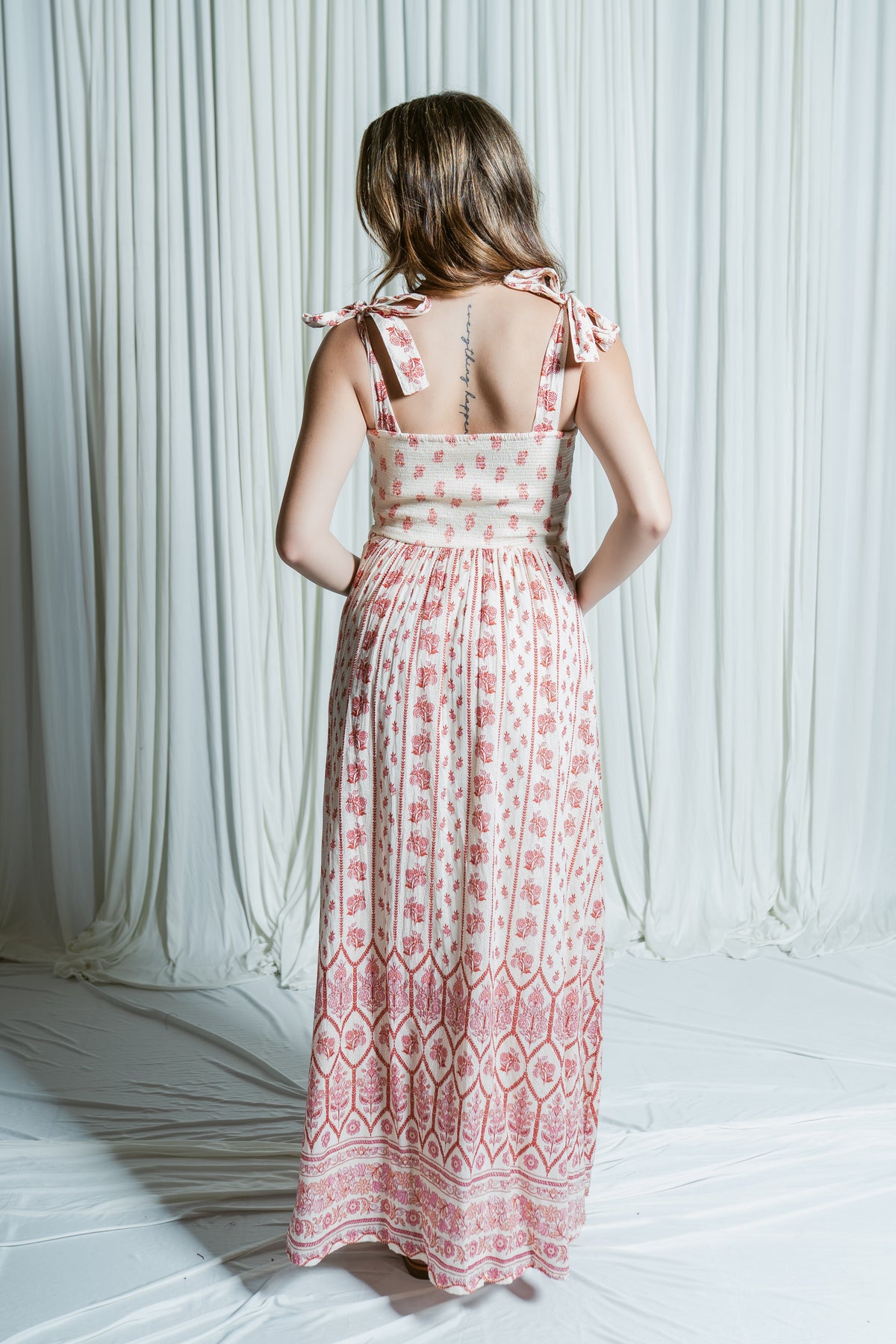 Santa Barbara Dreamin' Floral Tie Shoulder Maxi Dress