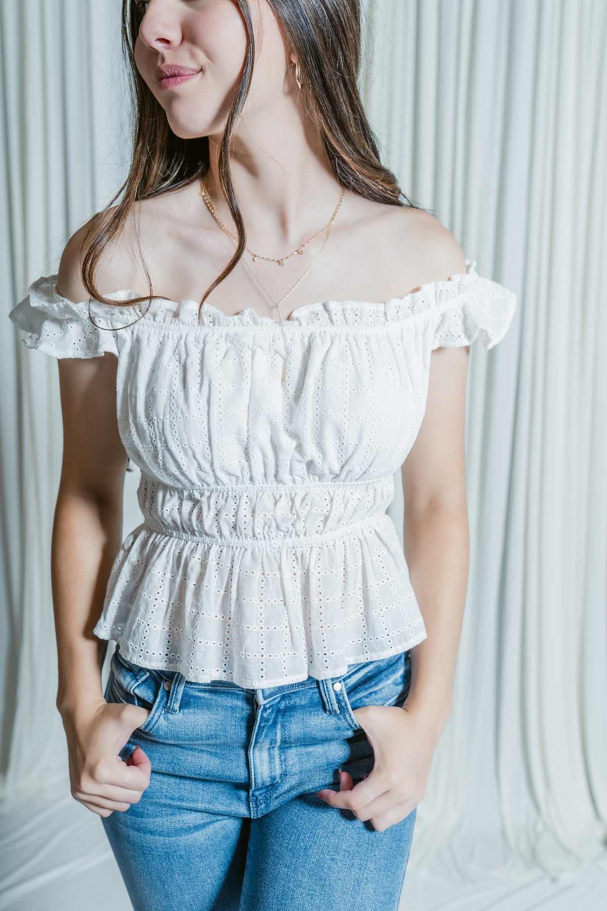 Sweet Pea Eyelet Crop Top