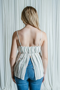 Rosie's Striped Open Back Tank Top