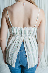 Rosie's Striped Open Back Tank Top