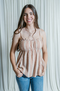 Rosie's Striped Open Back Tank Top
