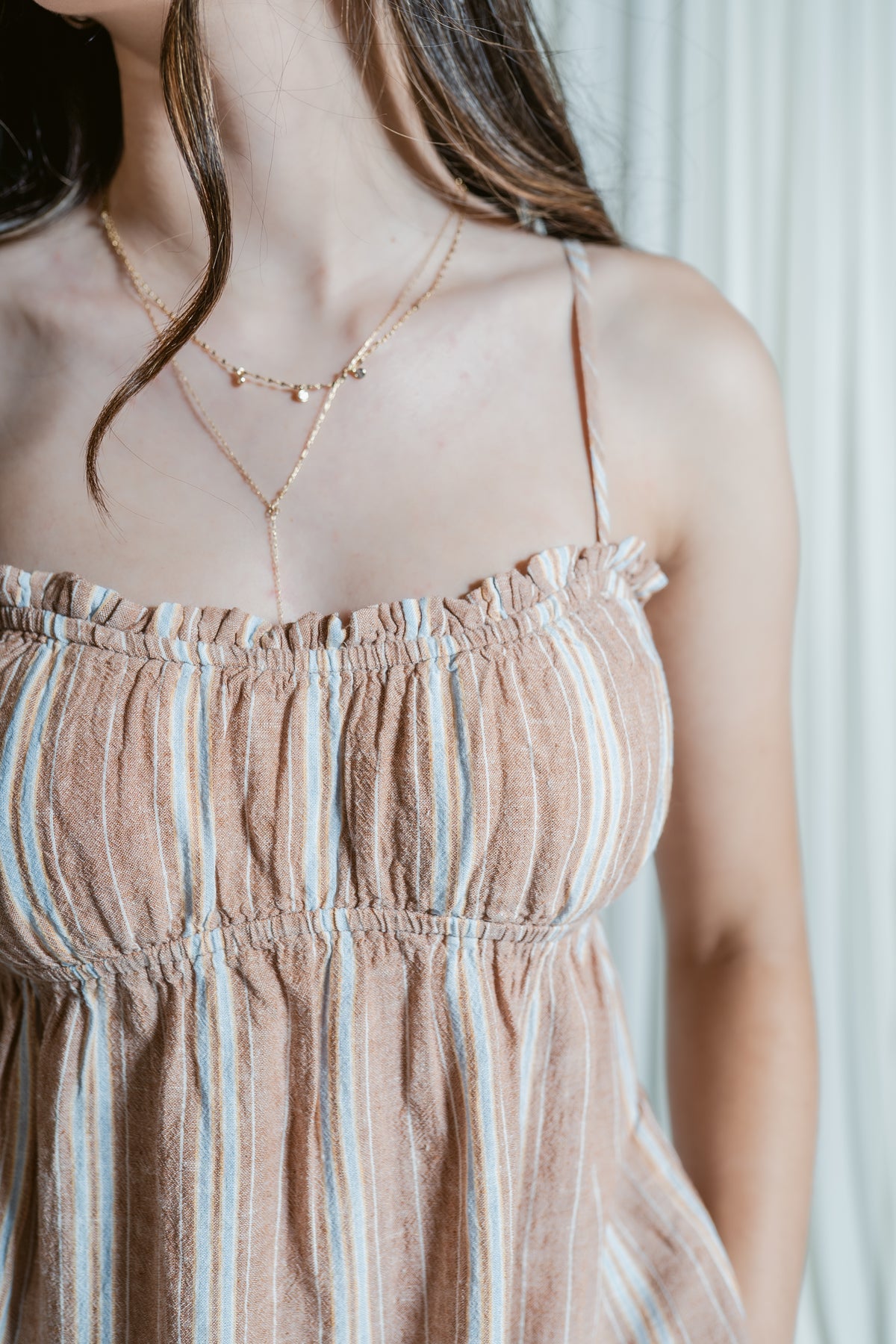Rosie's Striped Open Back Tank Top