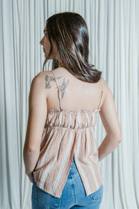 Rosie's Striped Open Back Tank Top